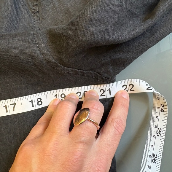 Zara 100% Linen dark grey Button-Up Long Sleeve casual Shirt women's size Small - Picture 8 of 9